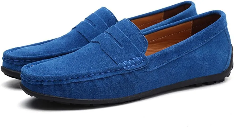 ChicWind Men's Suede Leather Penny Loafers Driving Moccasins Slip On Flats Boat Shoes