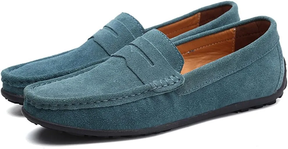 ChicWind Men's Suede Leather Penny Loafers Driving Moccasins Slip On Flats Boat Shoes