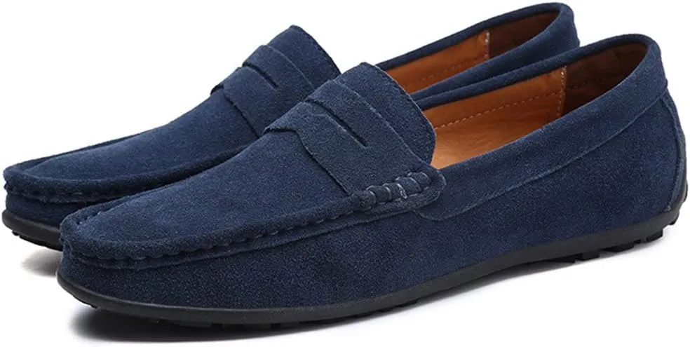 ChicWind Men's Suede Leather Penny Loafers Driving Moccasins Slip On Flats Boat Shoes