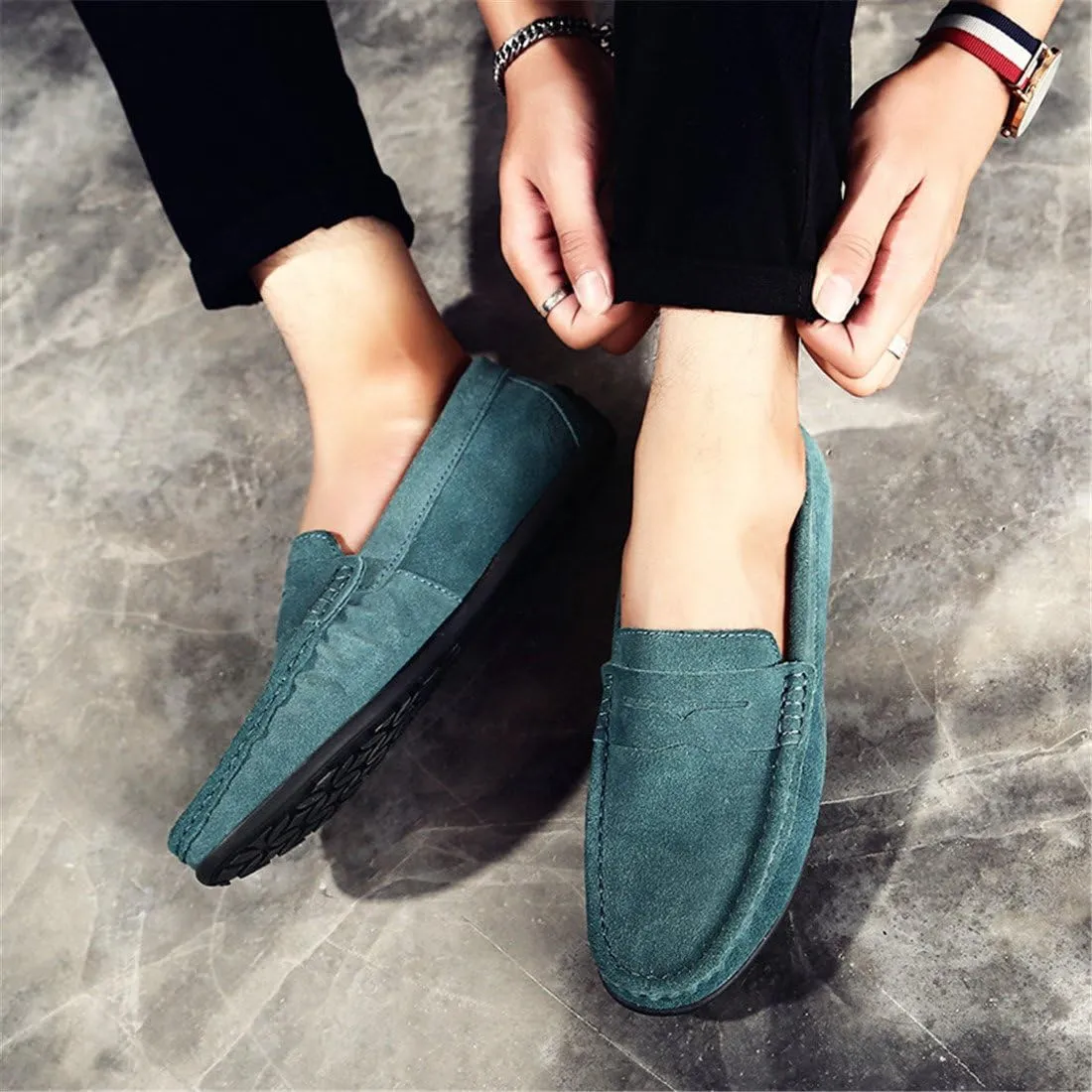 ChicWind Men's Suede Leather Penny Loafers Driving Moccasins Slip On Flats Boat Shoes