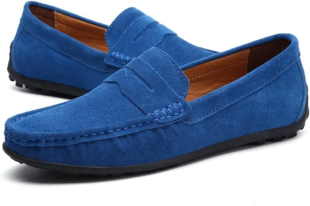 ChicWind Men's Suede Leather Penny Loafers Driving Moccasins Slip On Flats Boat Shoes