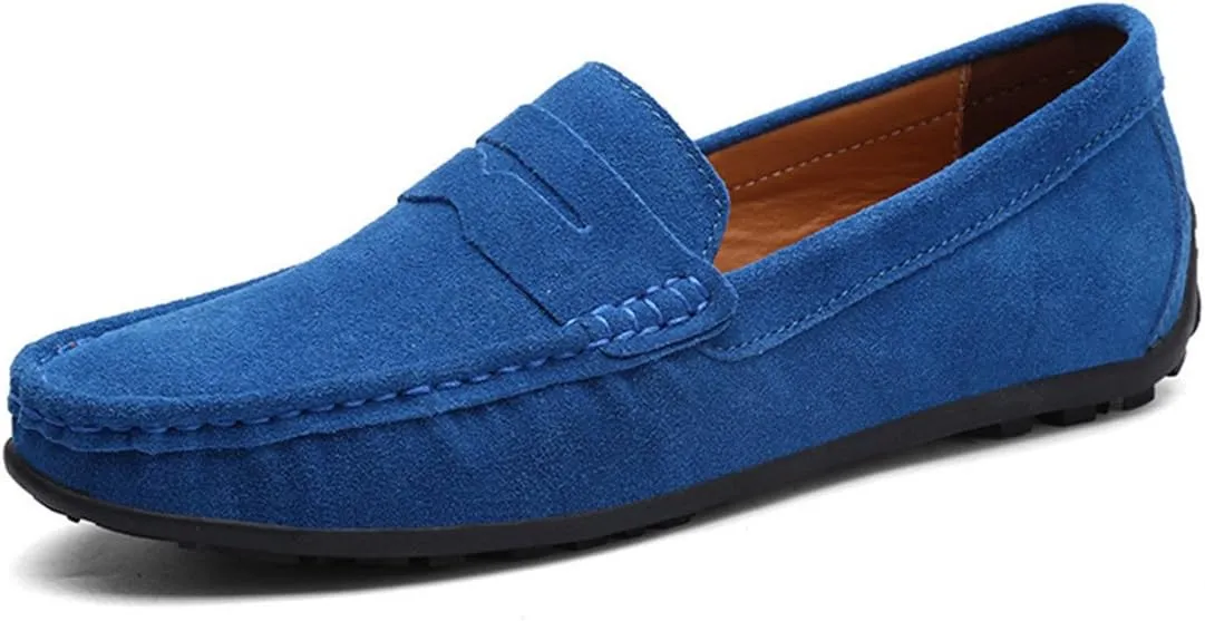 ChicWind Men's Suede Leather Penny Loafers Driving Moccasins Slip On Flats Boat Shoes