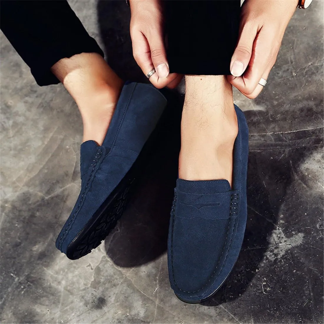 ChicWind Men's Suede Leather Penny Loafers Driving Moccasins Slip On Flats Boat Shoes