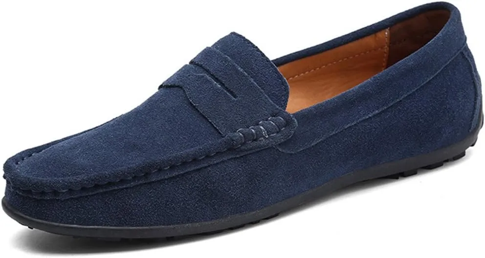 ChicWind Men's Suede Leather Penny Loafers Driving Moccasins Slip On Flats Boat Shoes