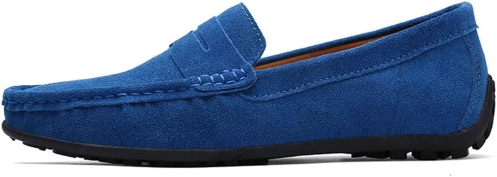 ChicWind Men's Suede Leather Penny Loafers Driving Moccasins Slip On Flats Boat Shoes