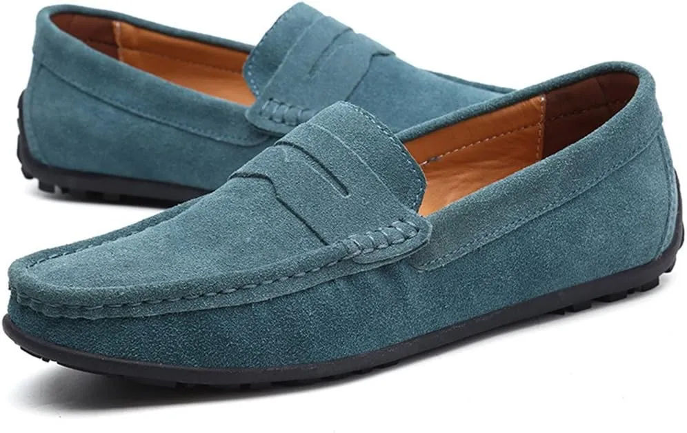 ChicWind Men's Suede Leather Penny Loafers Driving Moccasins Slip On Flats Boat Shoes