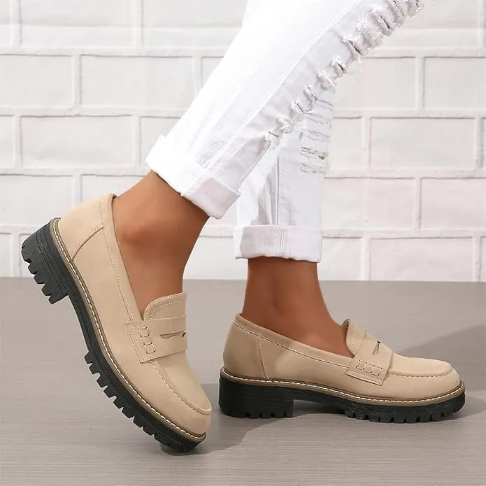 Chunky Black Suede Platform Loafers Women Comfort Shoes Lug Sole, Platform Loafers for Women Chunky Heel, Women's Loafers & Slip-ons, Penny Loafers Dress Shoes Business Casual Walking Flats