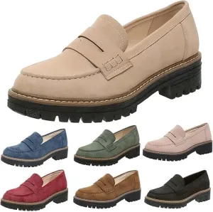 Chunky Black Suede Platform Loafers Women Comfort Shoes Lug Sole, Platform Loafers for Women Chunky Heel, Women's Loafers & Slip-ons, Penny Loafers Dress Shoes Business Casual Walking Flats