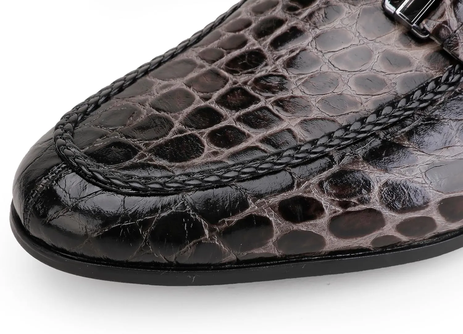 Classic Leather Dress Shoes for Men, Premium Alligator Printed Bussiness Dress Slip on Loafer for Mens