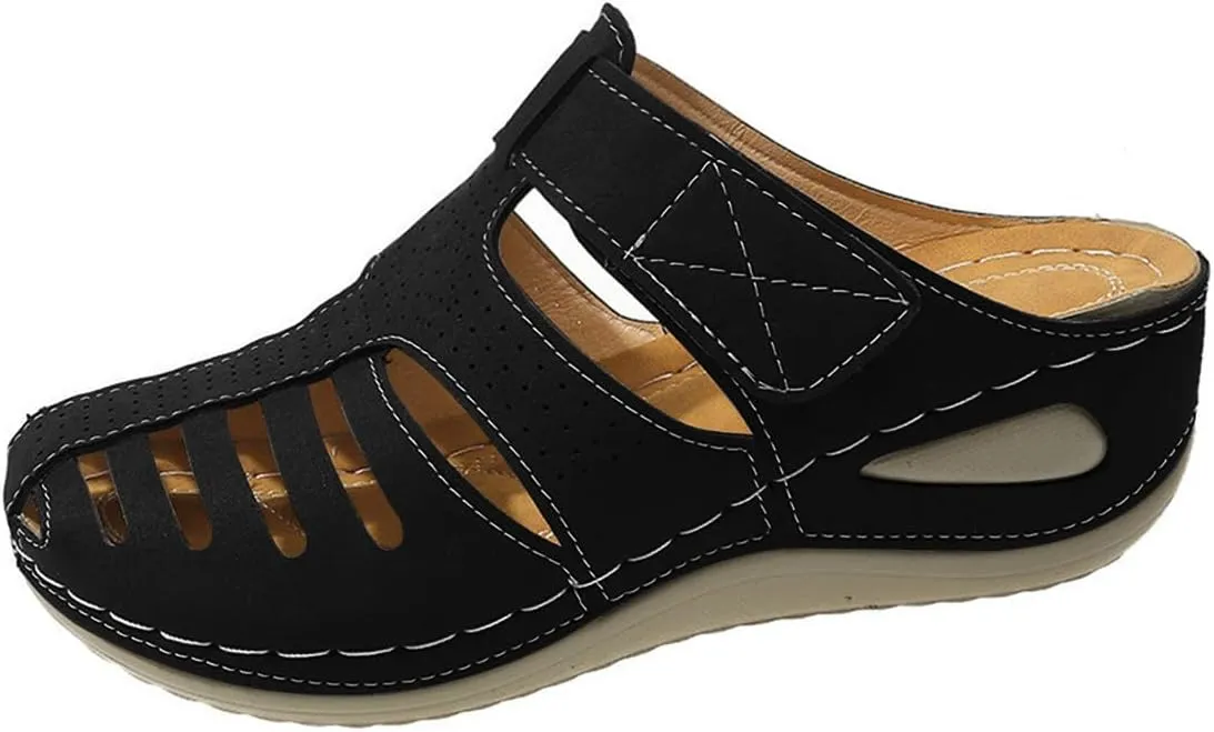 Clogs for Women Mules Shoes Comfortable Dressy Closed Toe Platform Sandals Summer Orthopedic Comfort Casual Adjustable Ankle Strap Hook Loop Bohemia Gladiator Slip On Walking Wedge Slippers