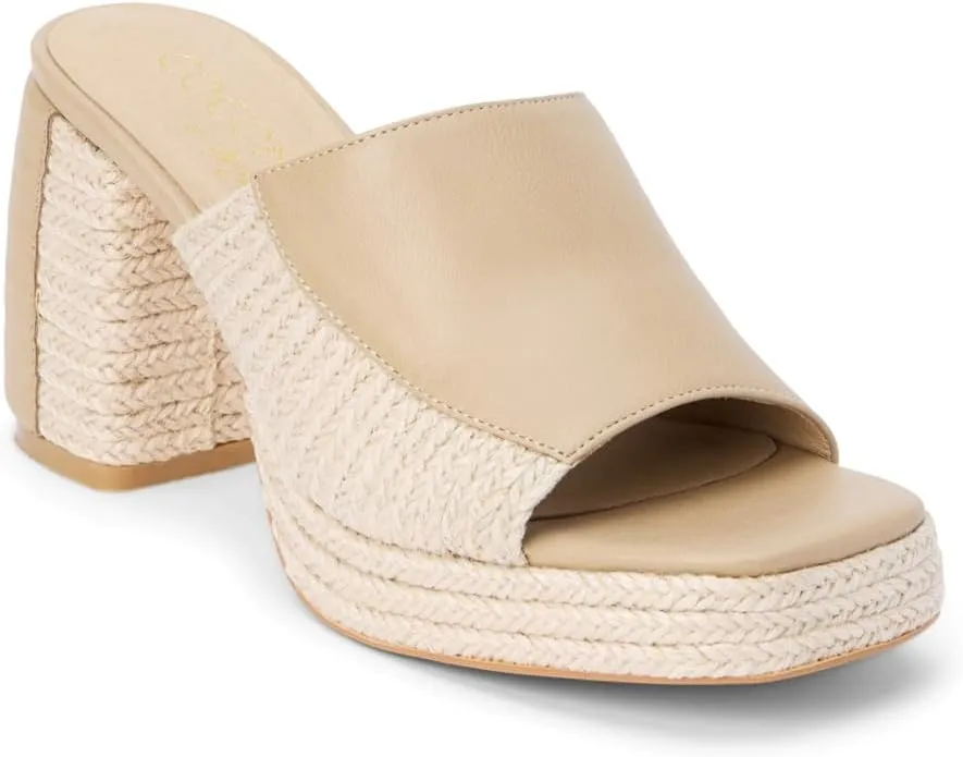 Coconuts by Matisse Womens Beaufort Open Toe Platform Mules Dress Casual Casual High Heel 3" & Up - Beige