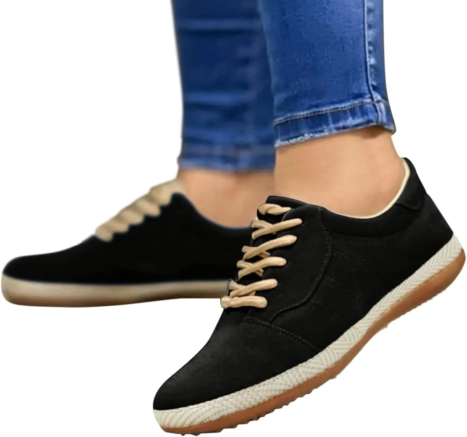 Color Comfortable Breathable Toe Solid Round Casual Up Women Flat Shoes Lace Single Womens Casual Shoes Size 8 1/2