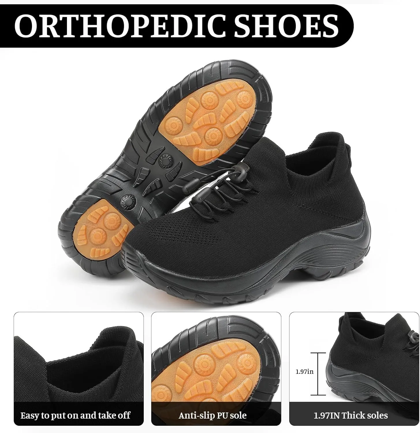 Comfort Orthowear Shoes for Women Men Orthopedic Tennis Shoe Waterproof Comfortable Walking Shoes for Women with Plantar Fasciitis Air Cushion Ortho Breathable Stretch Cushion Orthopedic Sneakers