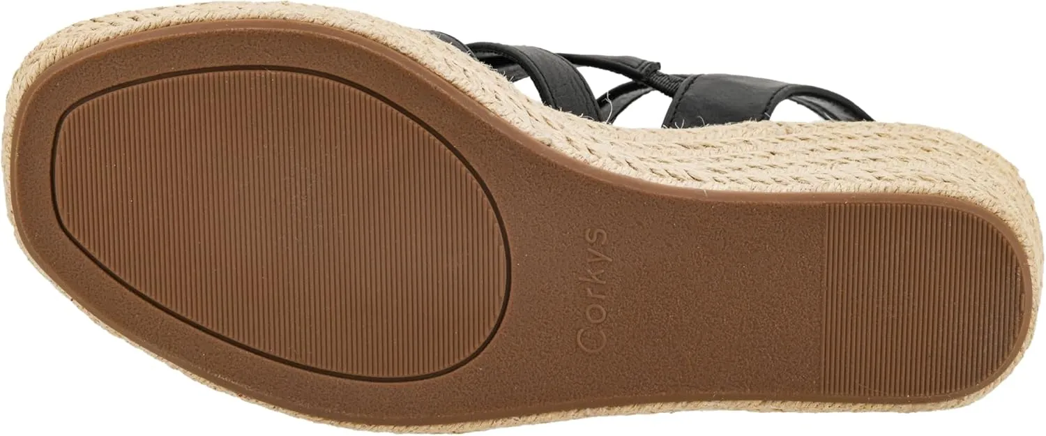 Corkys Footwear Women's All Nighter 3-Inch Wedge - Features A Jute-wrapped Heel, An Elegant Strappy Upper, And Memory Foam EVA Insoles For All Day Comfort