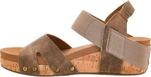 Corkys Footwear Women's Better With Time 2-Inch Wedge - Timeless Wide Toe Strap With Cut Outs, Elastic Gore Strap Around Ankle, And EVA Insoles For All-Day Comfort