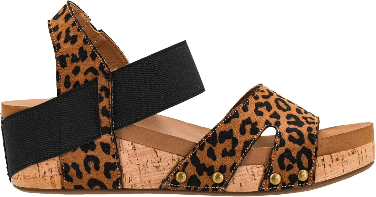 Corkys Footwear Women's Better With Time 2-Inch Wedge - Timeless Wide Toe Strap With Cut Outs, Elastic Gore Strap Around Ankle, And EVA Insoles For All-Day Comfort