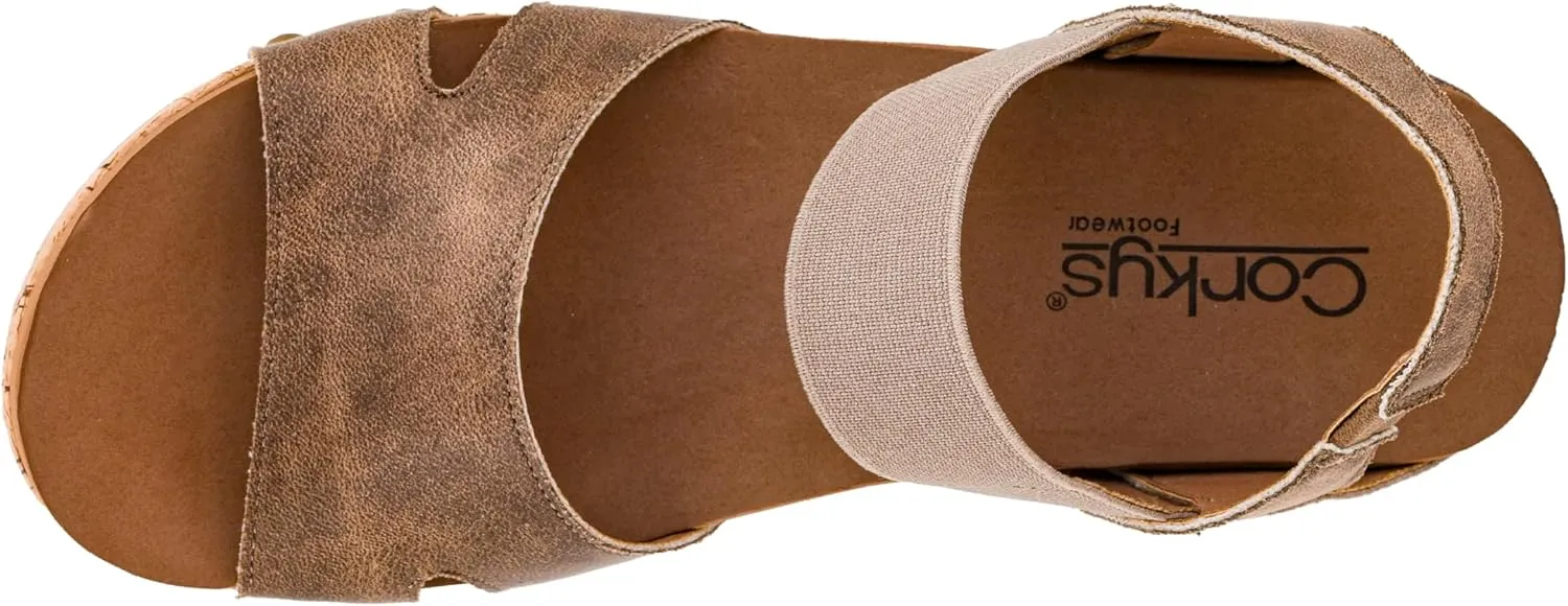 Corkys Footwear Women's Better With Time 2-Inch Wedge - Timeless Wide Toe Strap With Cut Outs, Elastic Gore Strap Around Ankle, And EVA Insoles For All-Day Comfort