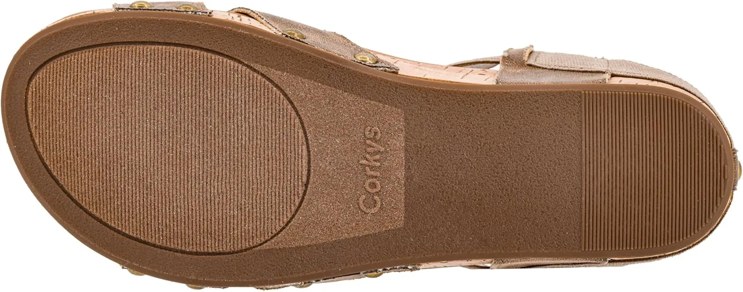 Corkys Footwear Women's Better With Time 2-Inch Wedge - Timeless Wide Toe Strap With Cut Outs, Elastic Gore Strap Around Ankle, And EVA Insoles For All-Day Comfort