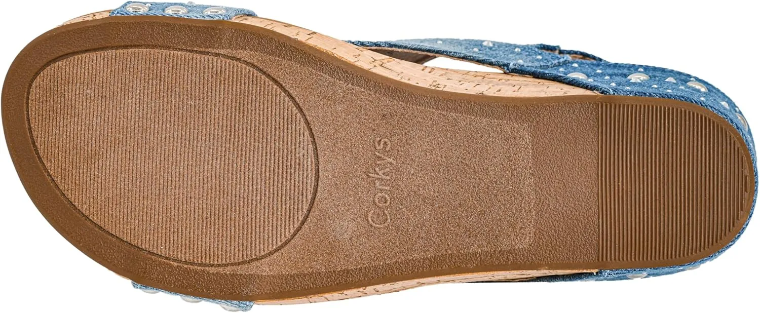 Corkys Footwear Womens Carley Wedges, Featuring Corkys EVA Foam Cushioned Insoles, A 2.5 Inch Heel, Lightweight For All Day Wear, And Hook And Loop Closure