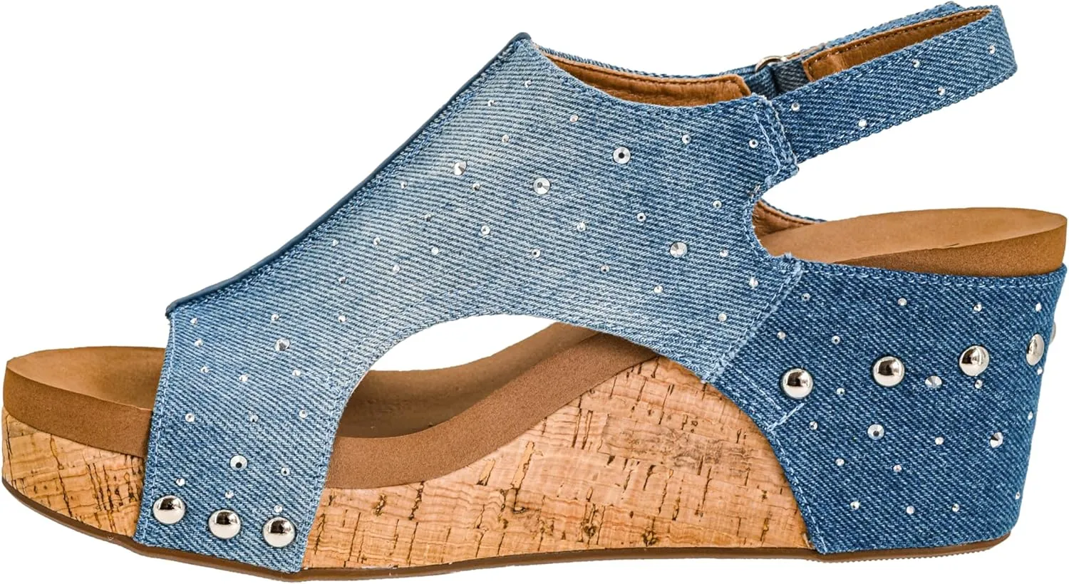 Corkys Footwear Womens Carley Wedges, Featuring Corkys EVA Foam Cushioned Insoles, A 2.5 Inch Heel, Lightweight For All Day Wear, And Hook And Loop Closure