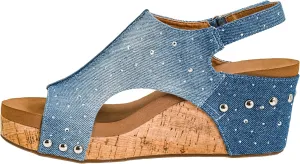 Corkys Footwear Womens Carley Wedges, Featuring Corkys EVA Foam Cushioned Insoles, A 2.5 Inch Heel, Lightweight For All Day Wear, And Hook And Loop Closure