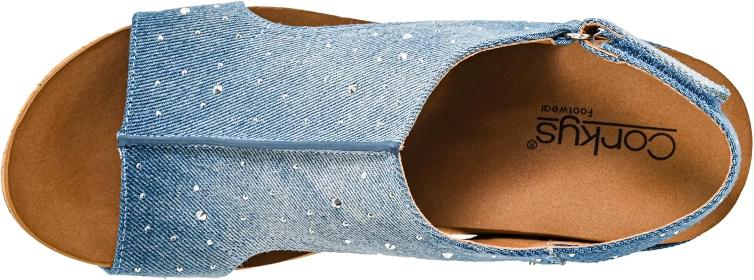 Corkys Footwear Womens Carley Wedges, Featuring Corkys EVA Foam Cushioned Insoles, A 2.5 Inch Heel, Lightweight For All Day Wear, And Hook And Loop Closure