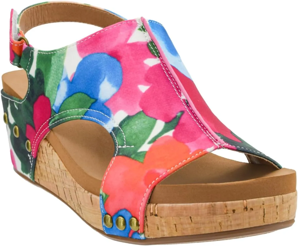 Corkys Footwear Women's Volta II Wedge Sandal - 2 Inch Cushioned Wedge, Hook & Loop Closure for Comfort & Style, Perfect for Casual & Dressy Outfits, All Day Wear