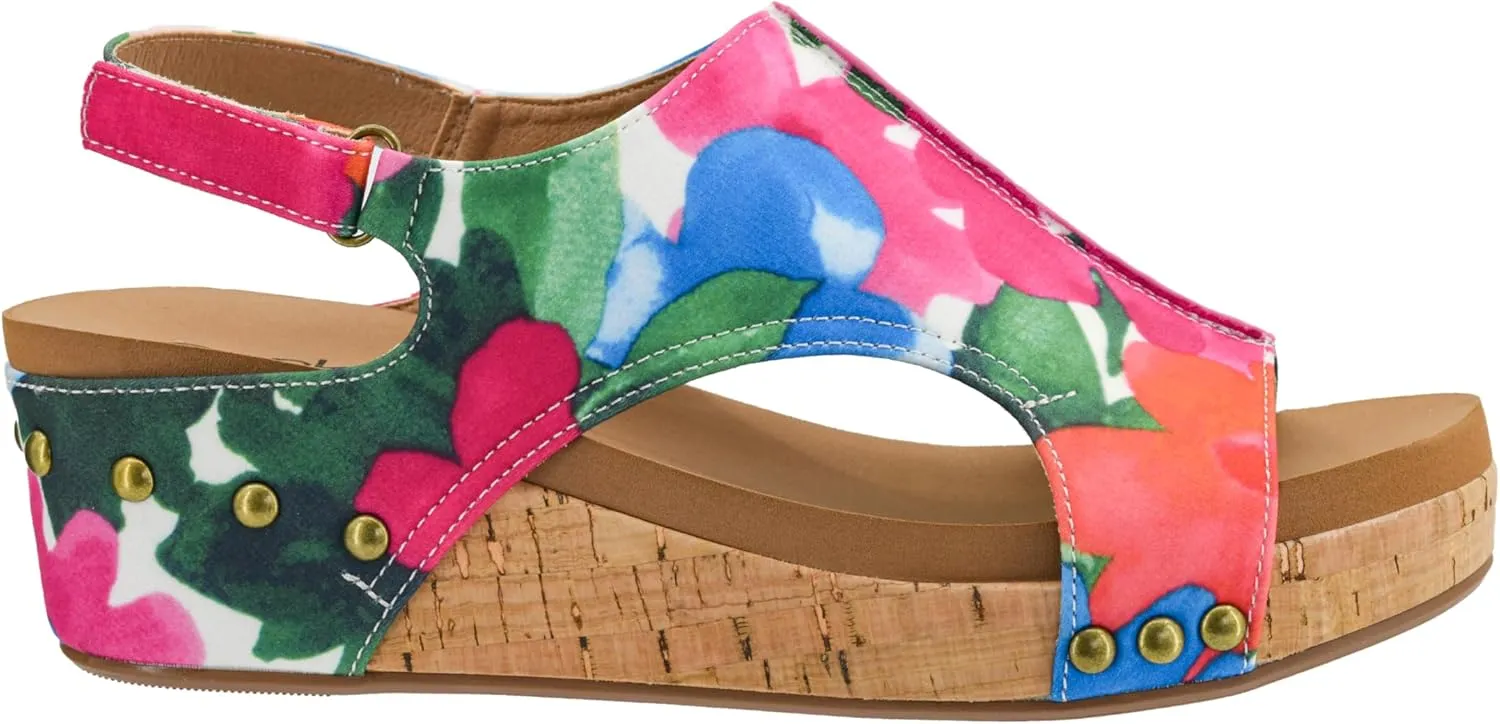 Corkys Footwear Women's Volta II Wedge Sandal - 2 Inch Cushioned Wedge, Hook & Loop Closure for Comfort & Style, Perfect for Casual & Dressy Outfits, All Day Wear