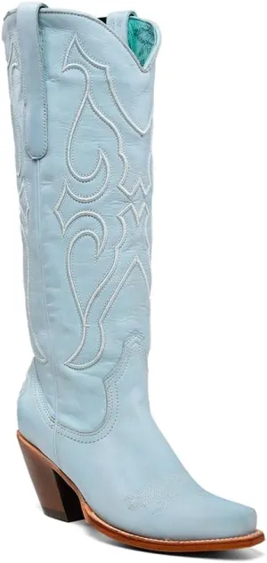 CORRAL LADIE'S BABY BLUE EMBROIDERY TALL TOP, LEATHER SOLE, COWHIDE LEATHER, URBAN BOOTS, Z5254