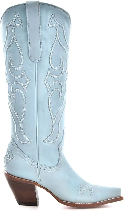 CORRAL LADIE'S BABY BLUE EMBROIDERY TALL TOP, LEATHER SOLE, COWHIDE LEATHER, URBAN BOOTS, Z5254