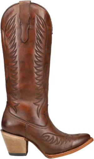 CORRAL LADIE'S ROSE EMBROIDERY TALL TOP, SNIP TOE, LEATHER SOLE, URBAN, E1447