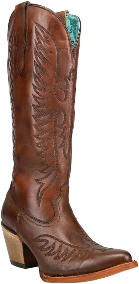CORRAL LADIE'S ROSE EMBROIDERY TALL TOP, SNIP TOE, LEATHER SOLE, URBAN, E1447