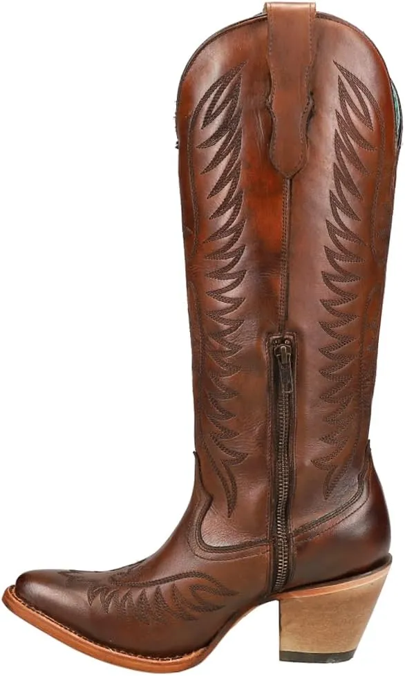 CORRAL LADIE'S ROSE EMBROIDERY TALL TOP, SNIP TOE, LEATHER SOLE, URBAN, E1447