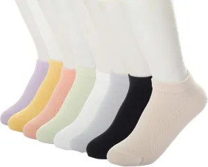 Cotton No Show Socks for Unisex - 8 Pairs Low Cut Ankle Sock with Non Slip Grips, Breathable for Sneakers, Loafers