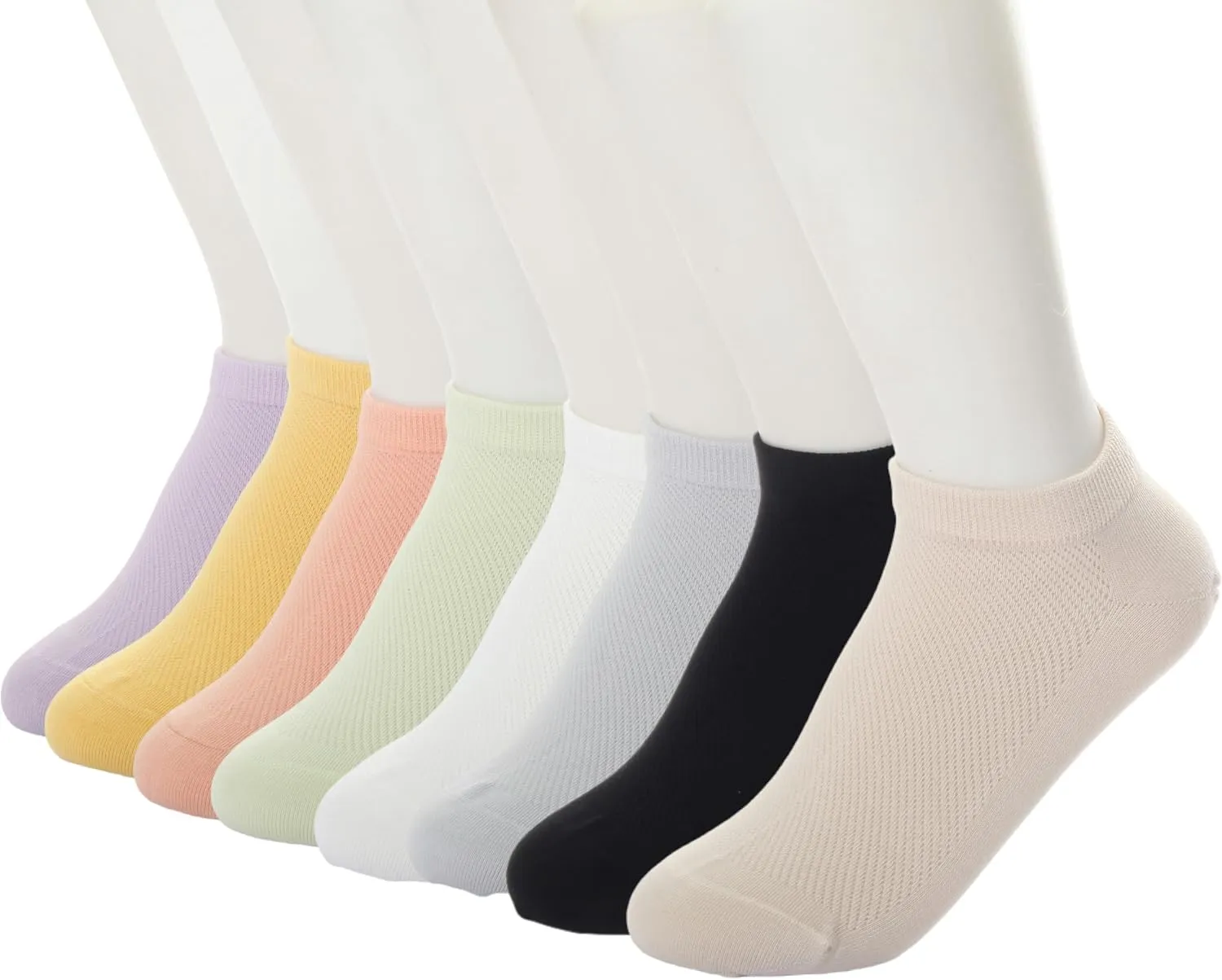 Cotton No Show Socks for Unisex - 8 Pairs Low Cut Ankle Sock with Non Slip Grips, Breathable for Sneakers, Loafers