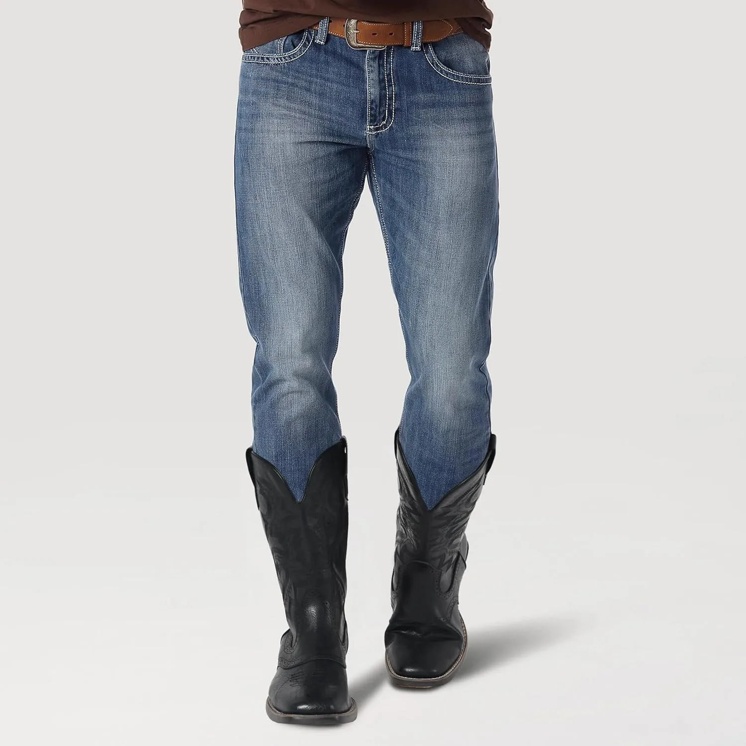 Cowboy Boots for Men Square Toe Western Boots Embroidered Pull On Slip Resistant Work Boots For Men Country Traditional Boots