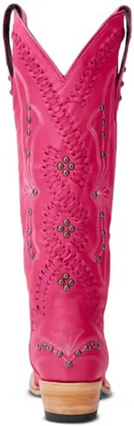 Cowboy Boots for Women, Knee High Western Cowgirl Boots Pointed Toe Chunky Heel Pull on Zipper Fashion Vintage Tall Shoes