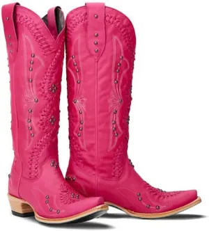 Cowboy Boots for Women, Knee High Western Cowgirl Boots Pointed Toe Chunky Heel Pull on Zipper Fashion Vintage Tall Shoes