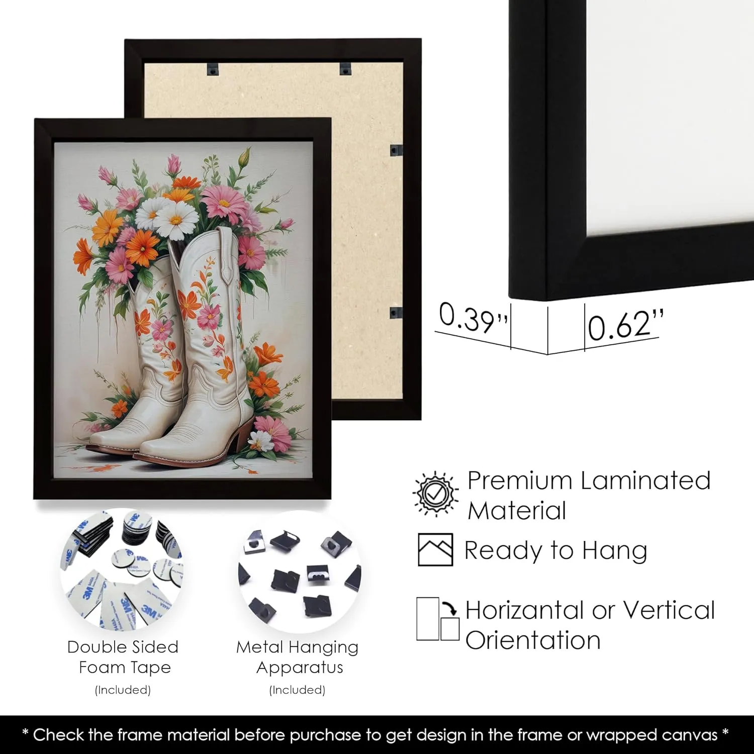 Cowgirl Wall Art Print, White Boots Floral Poster, Western Room Decor for Teen Girls, Cowgirl Decor Aesthetic Wall Decor, Country Bedroom Wall Picture (8x10, Wrapped Canvas)