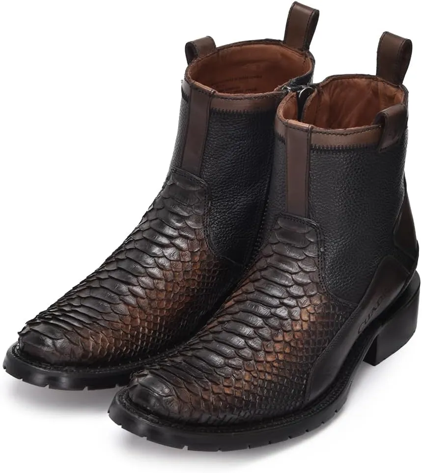 Cuadra Men's Boot in Genuine Python Leather Brown2T50PH