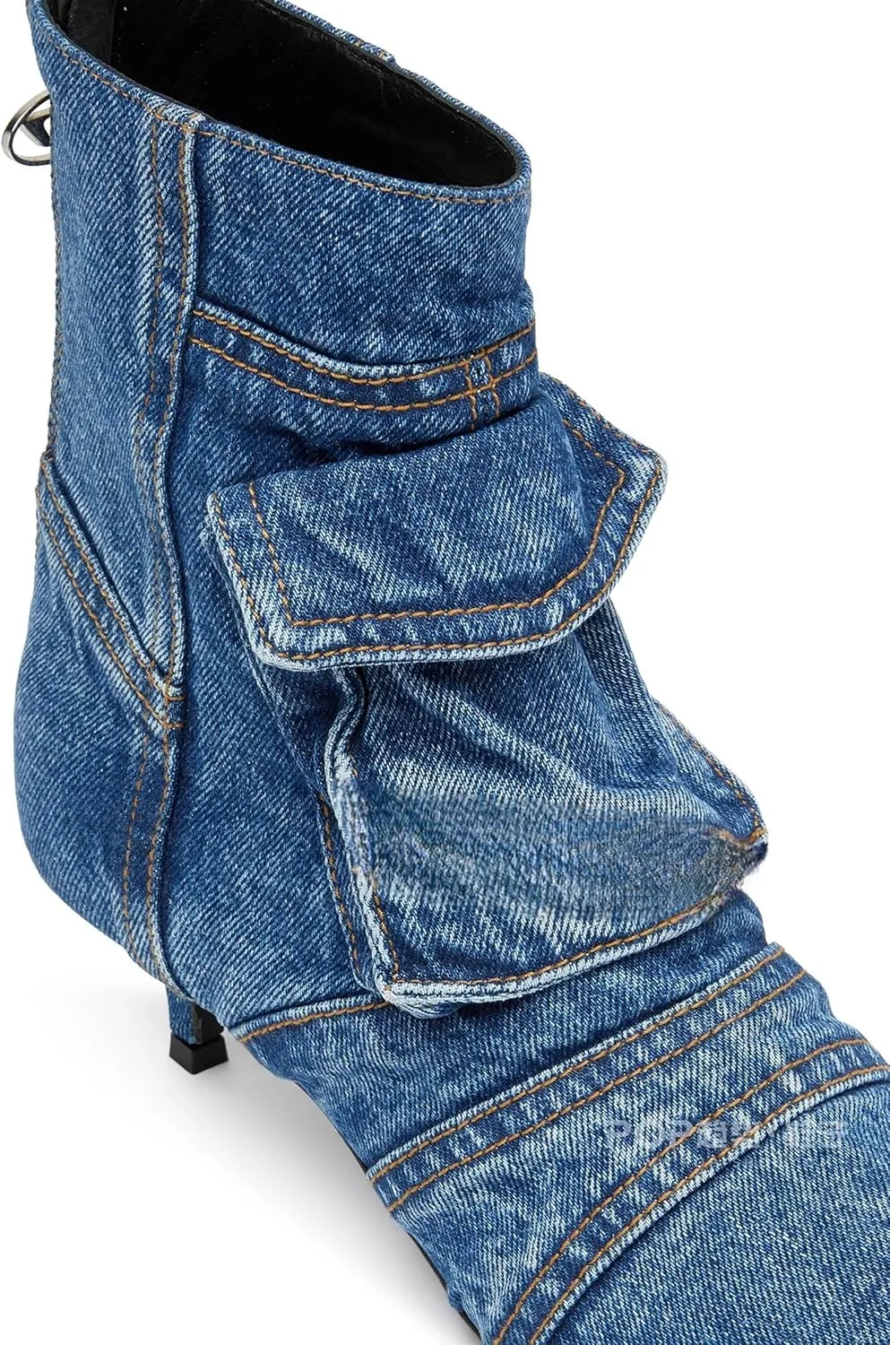 Denim Boots for Women Short Ankle Jeans Booties Kitten Low Heel Boots Womens Pointed Toe Boot With Zipper Fashion Casual Shoes