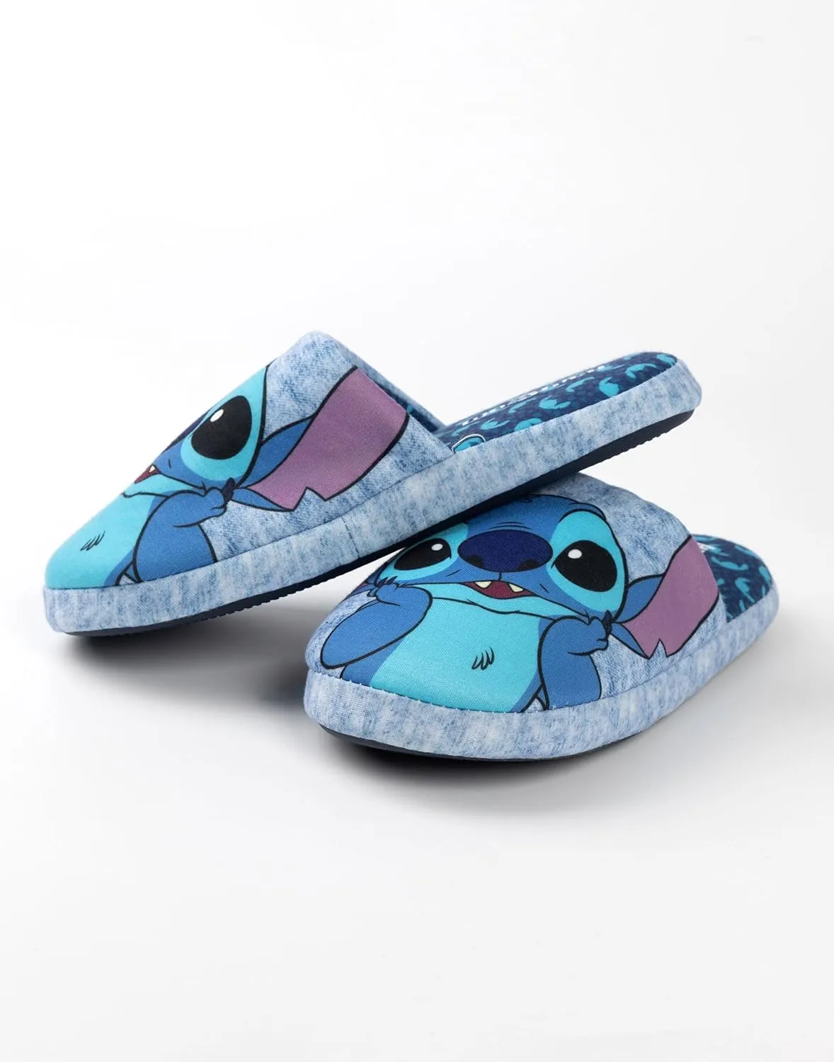 Disney Stitch Slippers in Blue | Ladies Slip-On Character House Loafers | Lilo & Stitch Kidult Merchandise