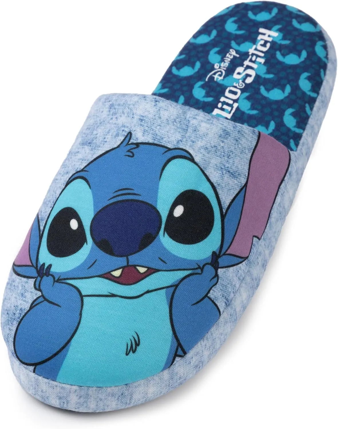 Disney Stitch Slippers in Blue | Ladies Slip-On Character House Loafers | Lilo & Stitch Kidult Merchandise