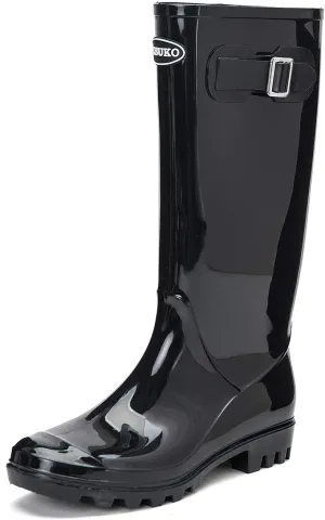 DKSUKO Women's Tall Rain Boots Garden Boots Waterproof Wellington Rubber Boots