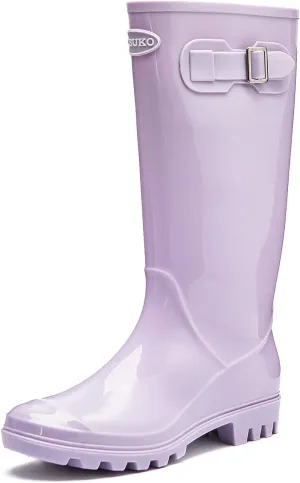 DKSUKO Women's Tall Rain Boots Garden Boots Waterproof Wellington Rubber Boots