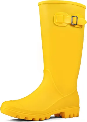 DKSUKO Women's Tall Rain Boots Garden Boots Waterproof Wellington Rubber Boots