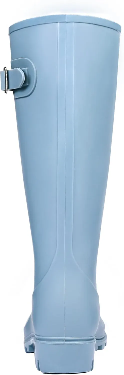 DKSUKO Women's Tall Rain Boots Garden Boots Waterproof Wellington Rubber Boots