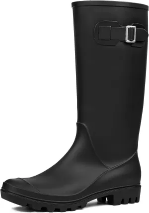 DKSUKO Women's Tall Rain Boots Garden Boots Waterproof Wellington Rubber Boots