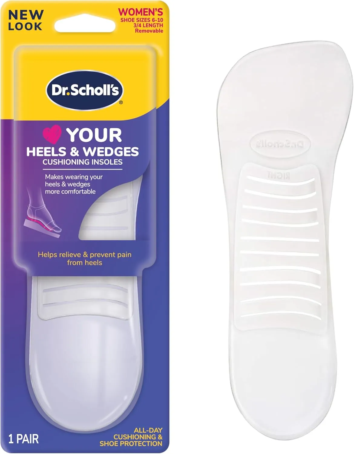 Dr. Scholl's Love Your Flats & Sandals and Heels & Wedges 3/4 Length Insoles, All-Day Comfort, 1 Pair Each