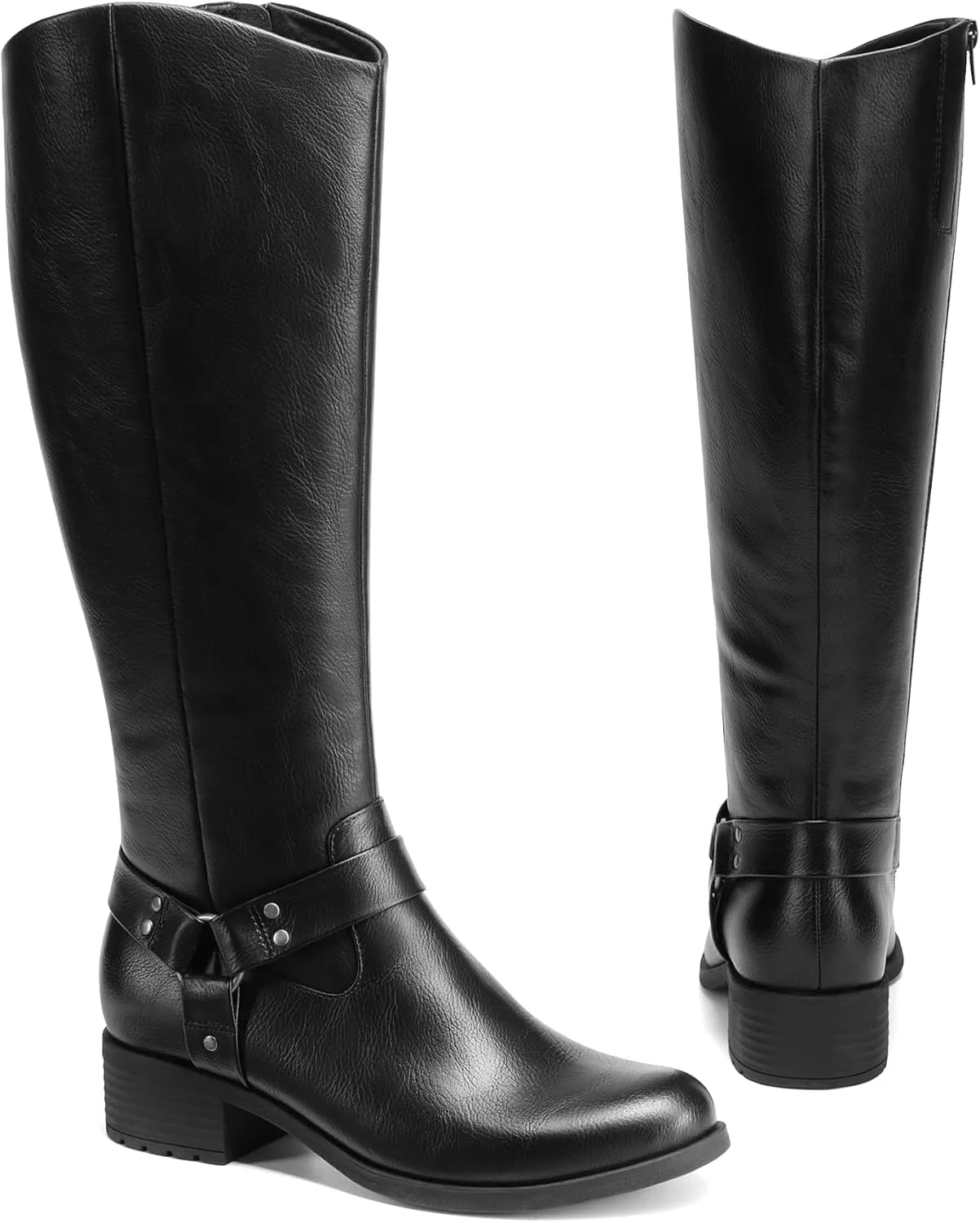 DREAM PAIRS Boots For Women Knee High, Comfortable Pull On Side Zipper Buckle Riding Boots
